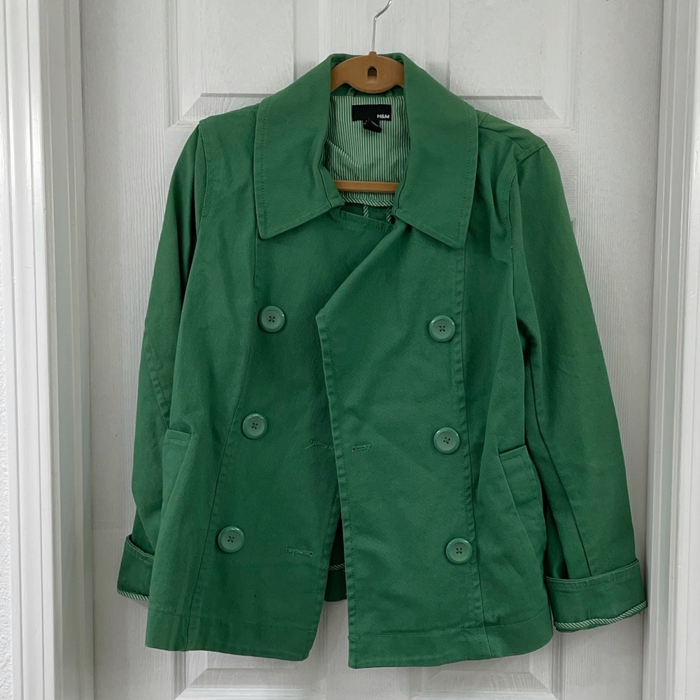 H&M size 12 green short  canvas pea coat